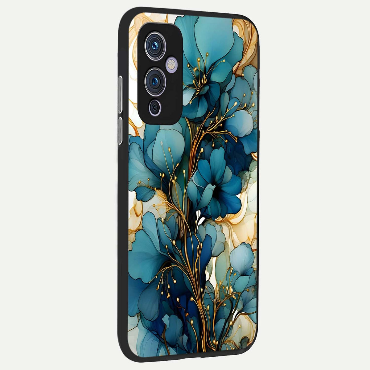  Golden Bloom Symphony back cover For OnePlus 9 slim fit glass case with vibrant aesthetic design