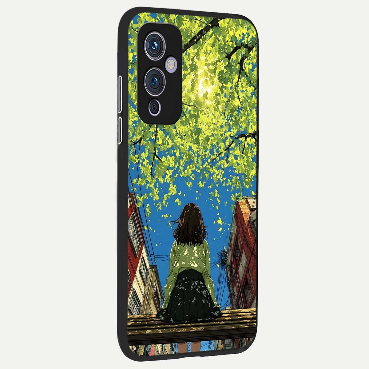  Golden Leaves Glow back cover For OnePlus 9 slim fit glass case with vibrant aesthetic design