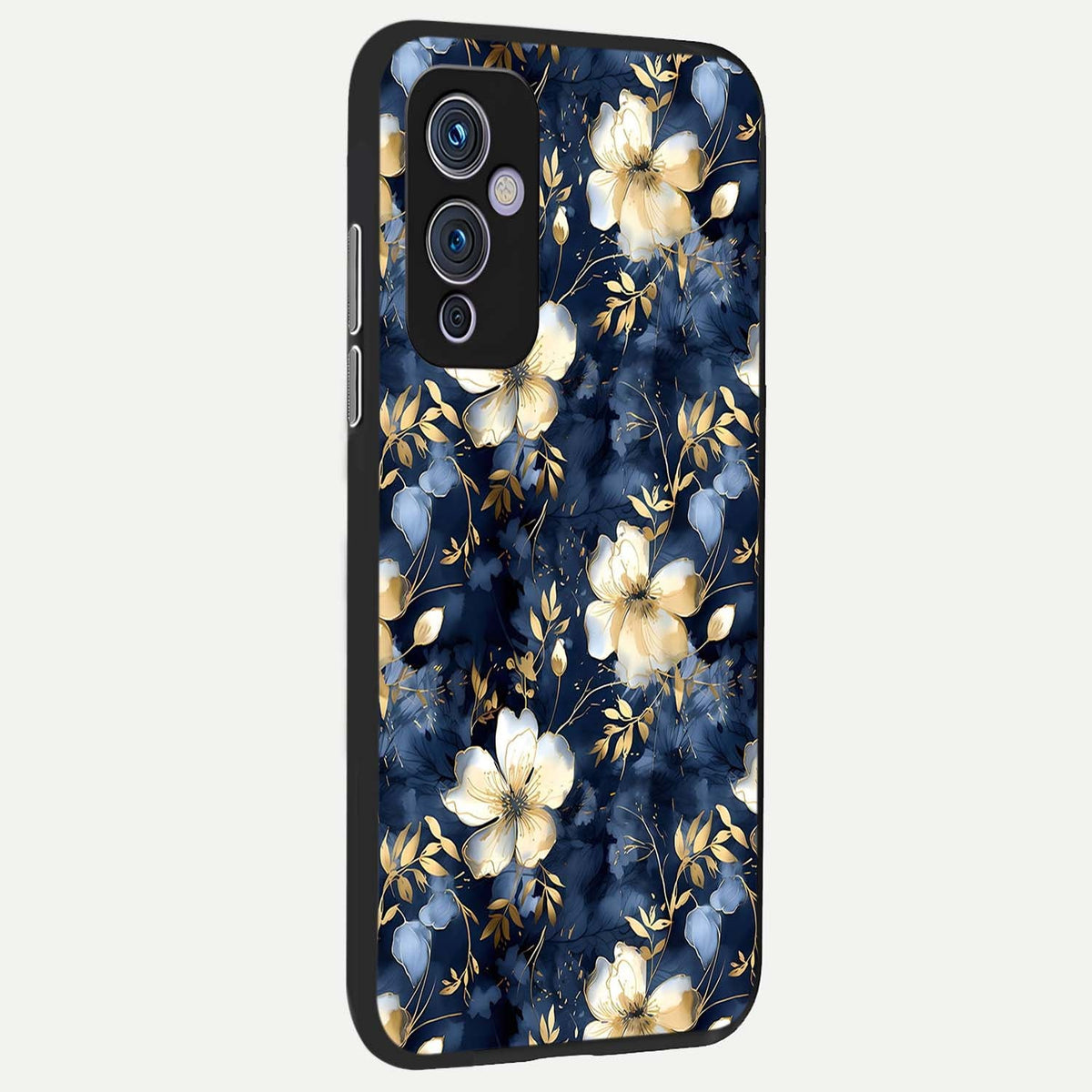 Golden Midnight Bloom back cover For OnePlus 9 slim fit glass case with vibrant aesthetic design