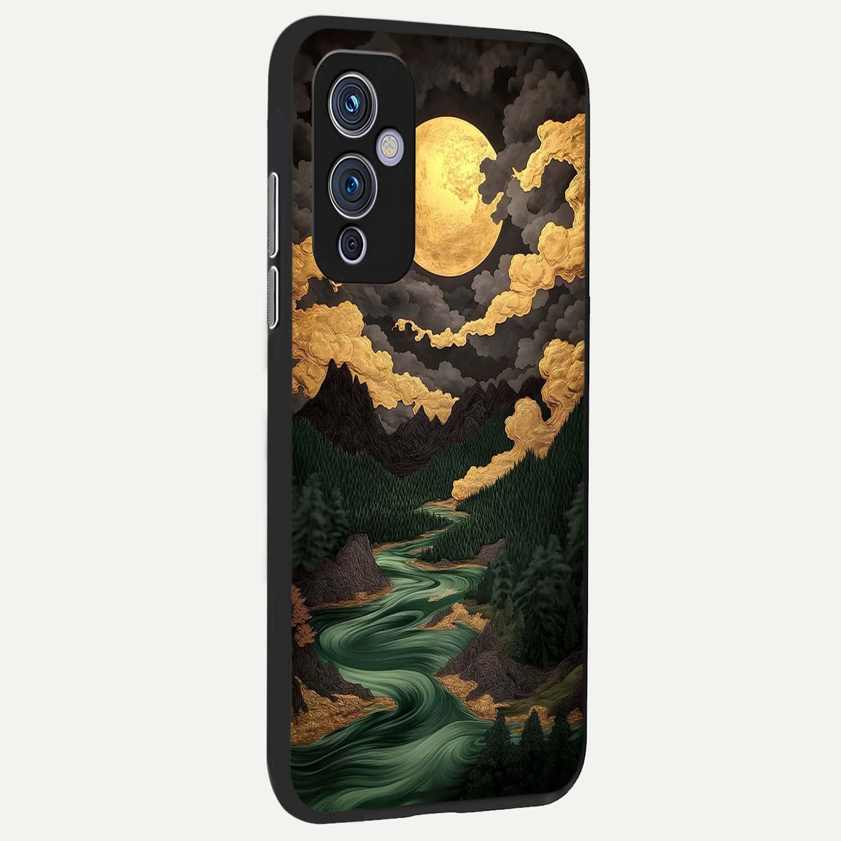 Golden River Moon back cover For OnePlus 9 slim fit glass case with vibrant aesthetic design