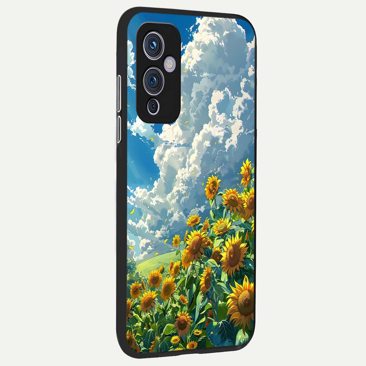  Golden Sun Glory back cover For OnePlus 9 slim fit glass case with vibrant aesthetic design