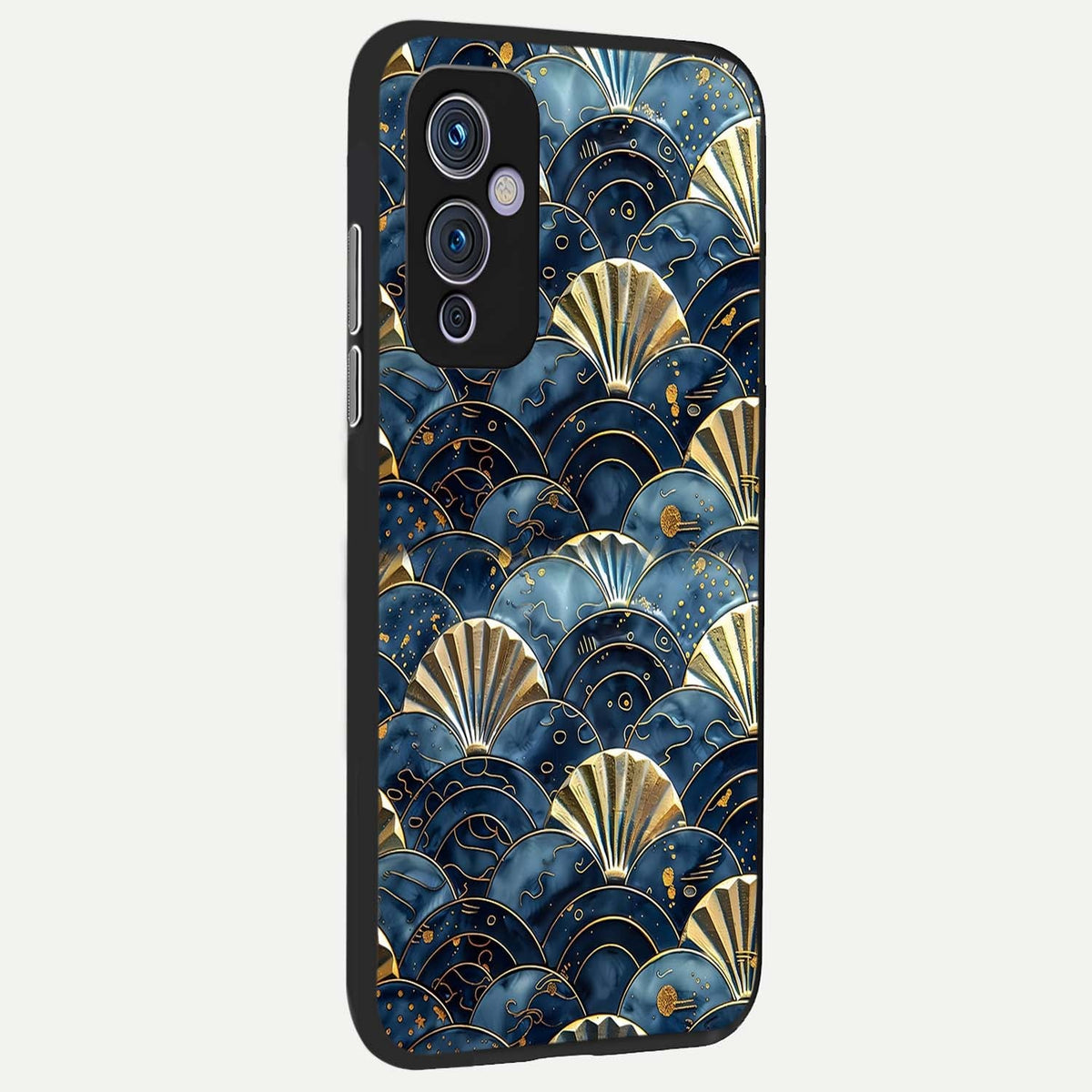  Golden Wave Luxe back cover For OnePlus 9 slim fit glass case with vibrant aesthetic design