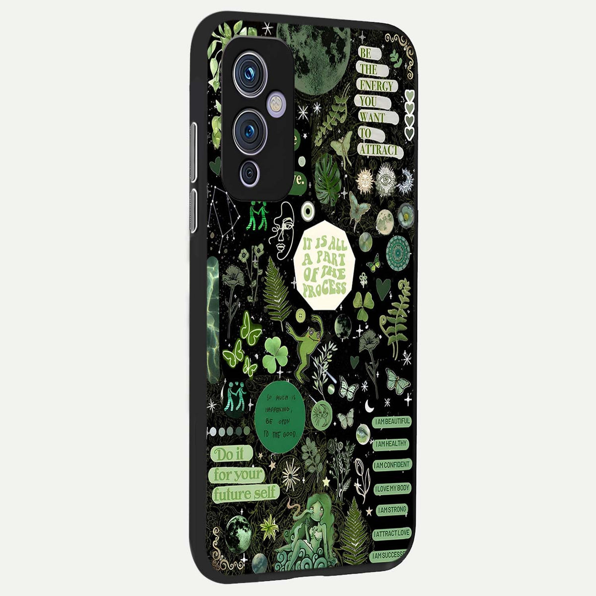  Green Mandala Pattern back cover For OnePlus 9 slim fit glass case with vibrant aesthetic design