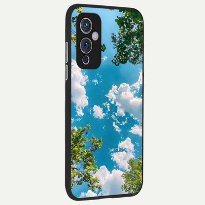  Green Moon Energy back cover For OnePlus 9 slim fit glass case with vibrant aesthetic design