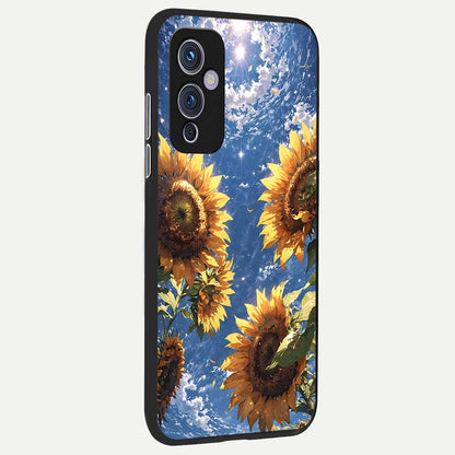  Heavenly Sunflower Rise back cover For OnePlus 9 slim fit glass case with vibrant aesthetic design
