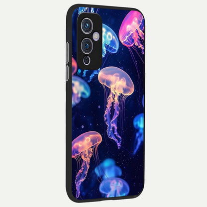  Jellyfish Pattern back cover For OnePlus 9 slim fit glass case with vibrant aesthetic design
