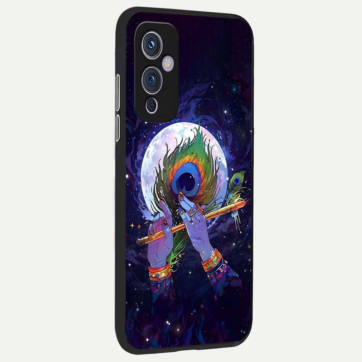  Krishna Hands Art back cover For OnePlus 9 slim fit glass case with vibrant aesthetic design
