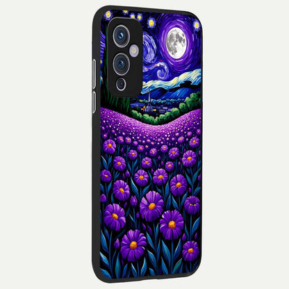  Lavender Moon Field back cover For OnePlus 9 slim fit glass case with vibrant aesthetic design