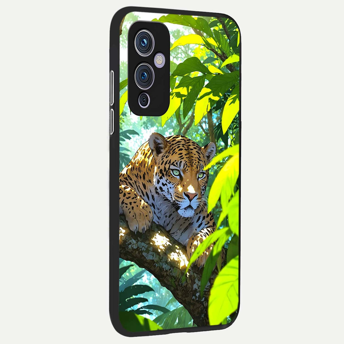  Leopard in Jungle back cover For OnePlus 9 slim fit glass case with vibrant aesthetic design