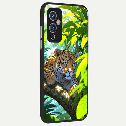  Leopard in Jungle back cover For OnePlus 9 slim fit glass case with vibrant aesthetic design