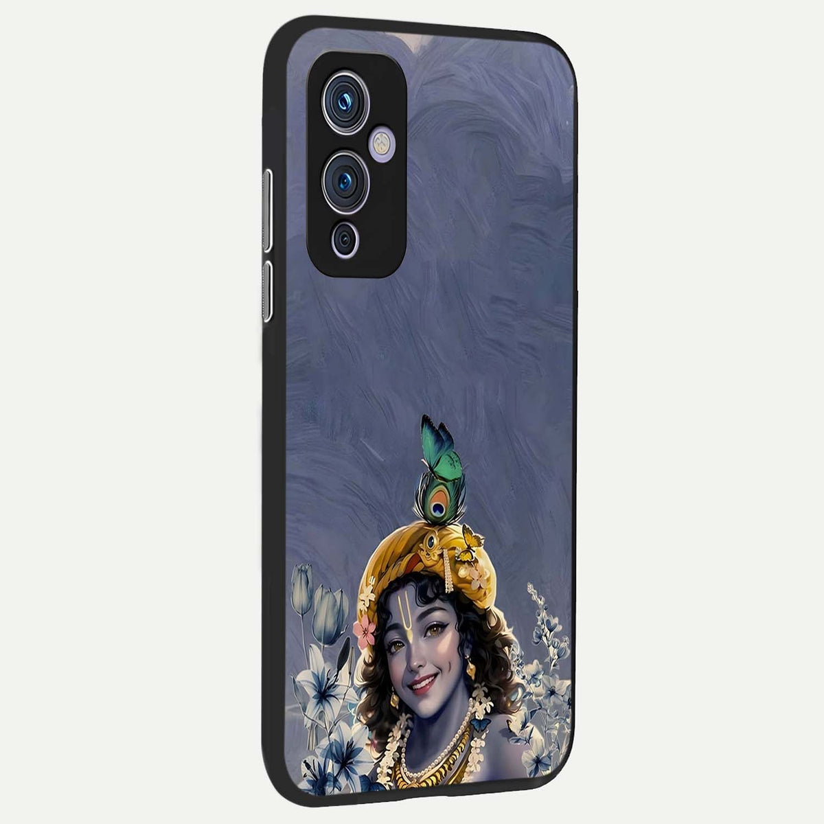  Lord Krishna back cover For OnePlus 9 slim fit glass case with vibrant aesthetic design