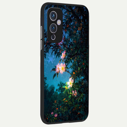  Midnight Bloom Glow back cover For OnePlus 9 slim fit glass case with vibrant aesthetic design