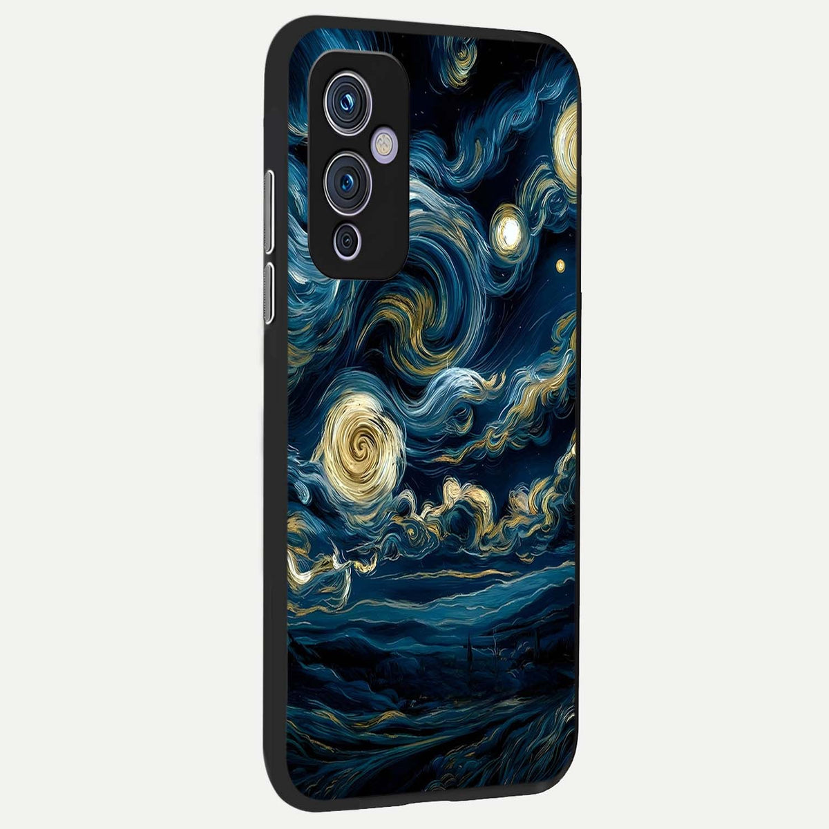  Midnight Sky Whirl back cover For OnePlus 9 slim fit glass case with vibrant aesthetic design