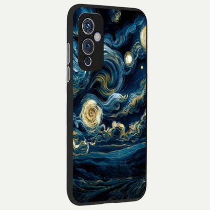  Midnight Sky Whirl back cover For OnePlus 9 slim fit glass case with vibrant aesthetic design