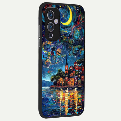  Moonlight Harbor Glow back cover For OnePlus 9 slim fit glass case with vibrant aesthetic design