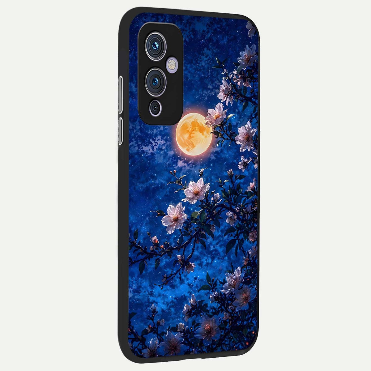  Moonlit Blossoms Night back cover For OnePlus 9 slim fit glass case with vibrant aesthetic design