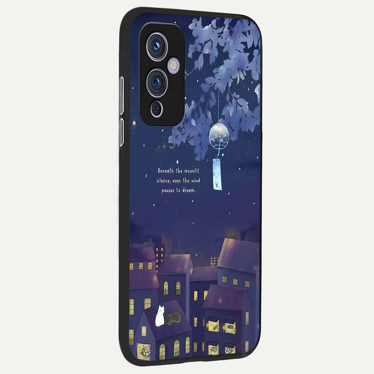  Moonlit Cat Silence back cover For OnePlus 9 slim fit glass case with vibrant aesthetic design