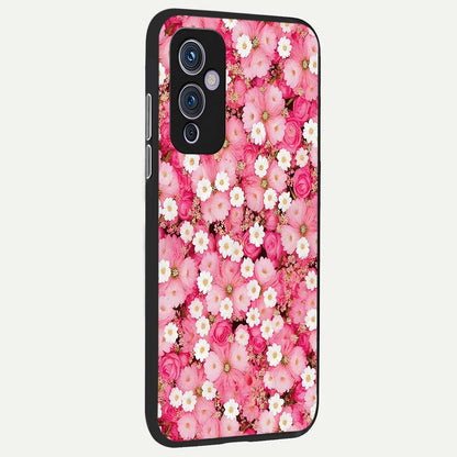  Pink Daisy Bliss back cover For OnePlus 9 slim fit glass case with vibrant aesthetic design