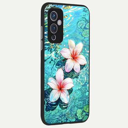  Pink Flowers in Water back cover For OnePlus 9 slim fit glass case with vibrant aesthetic design