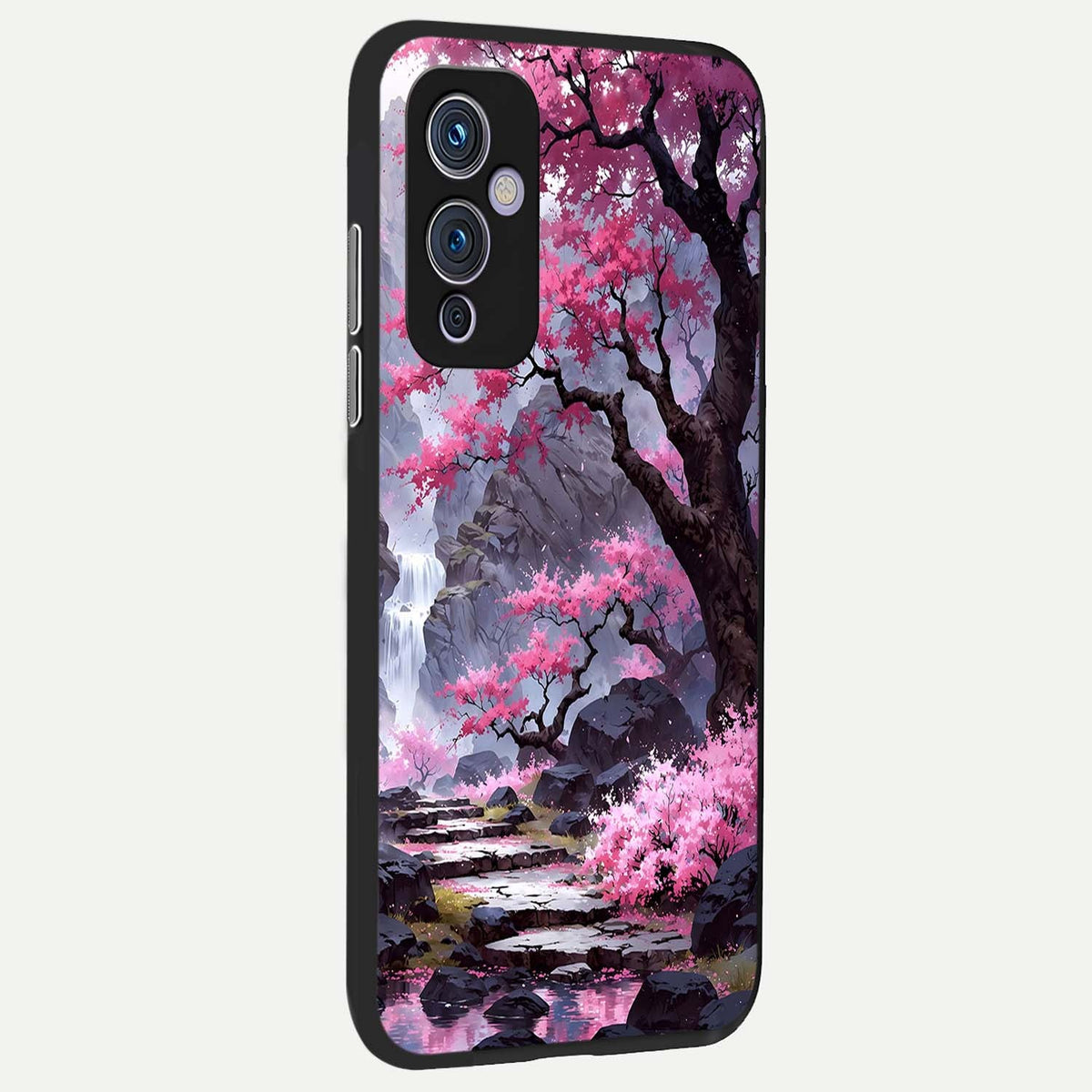  Pink Sunflower Glow back cover For OnePlus 9 slim fit glass case with vibrant aesthetic design