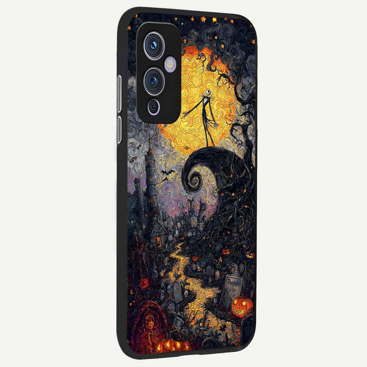  Pumpkin Moon Night back cover For OnePlus 9 slim fit glass case with vibrant aesthetic design