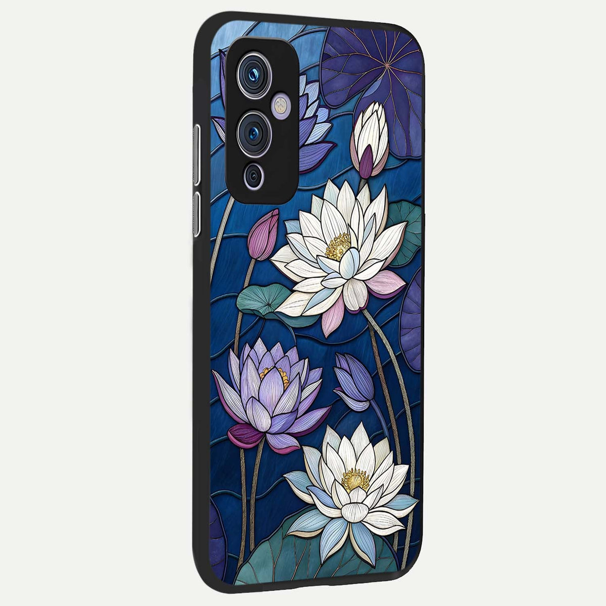  Purple Lotus Stained back cover For OnePlus 9 slim fit glass case with vibrant aesthetic design