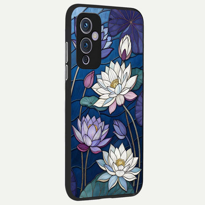  Purple Lotus Stained back cover For OnePlus 9 slim fit glass case with vibrant aesthetic design