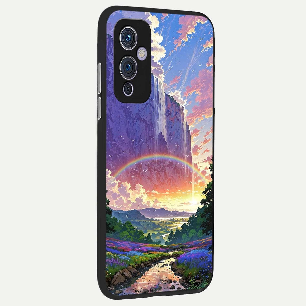  Rainbow Valley Dream back cover For OnePlus 9 slim fit glass case with vibrant aesthetic design