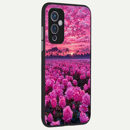  Rose Sunset Valley back cover For OnePlus 9 slim fit glass case with vibrant aesthetic design