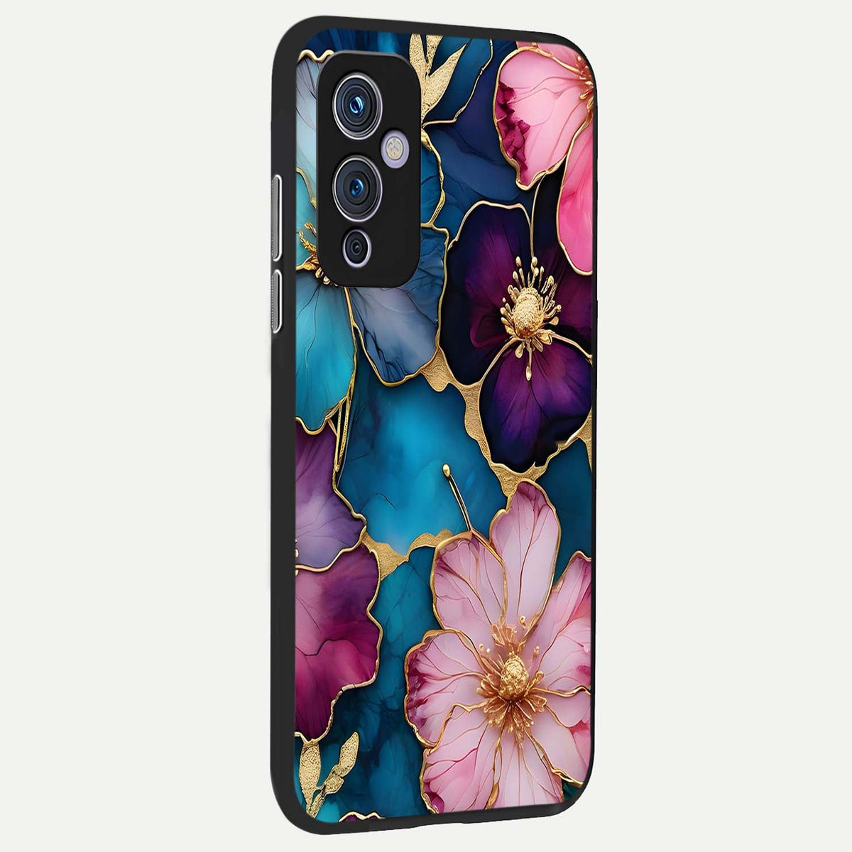  Sparkle Floral back cover For OnePlus 9 slim fit glass case with vibrant aesthetic design