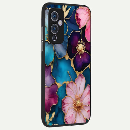  Sparkle Floral back cover For OnePlus 9 slim fit glass case with vibrant aesthetic design