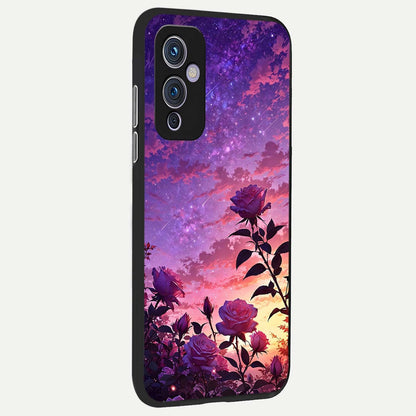  Starlit Rose Twilight back cover For OnePlus 9 slim fit glass case with vibrant aesthetic design