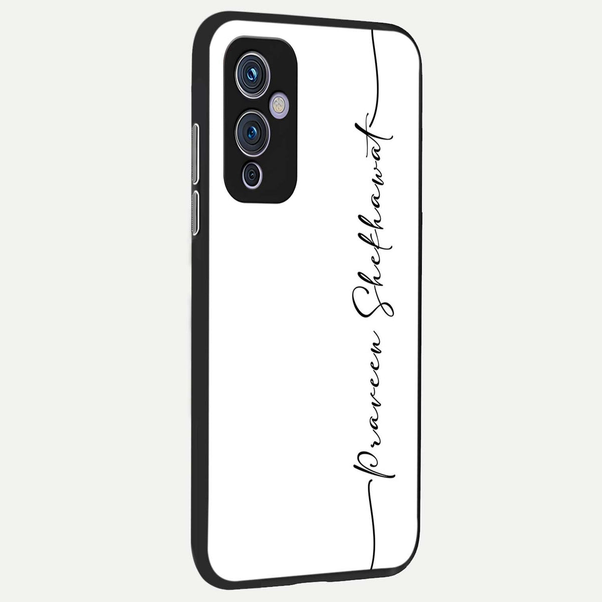  White Tune Custom Name back cover For OnePlus 9 slim fit personalized glass case with aesthetic design