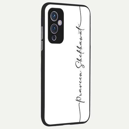  White Tune Custom Name back cover For OnePlus 9 slim fit personalized glass case with aesthetic design