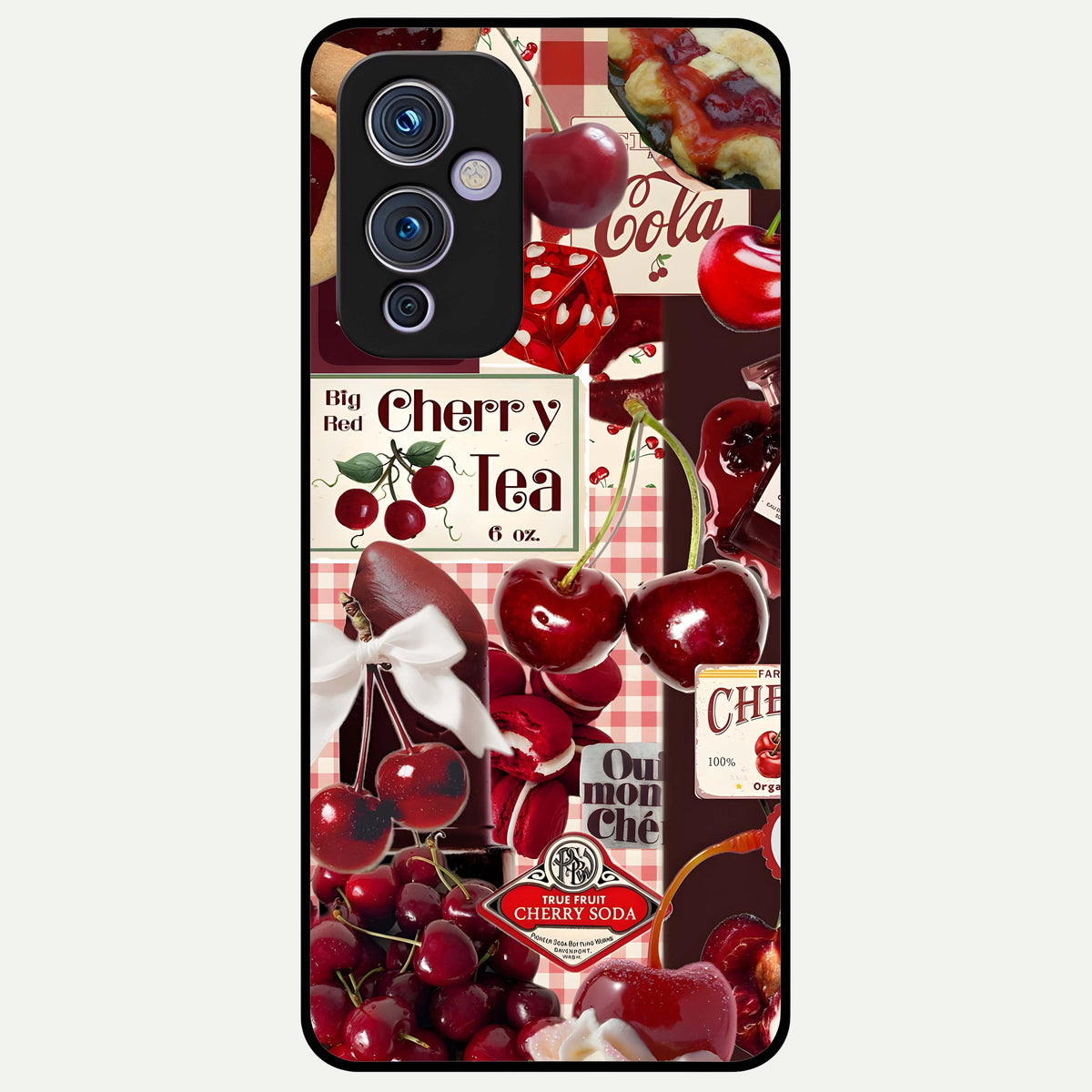  Aesthetic Cherry Tea Glass Case For OnePlus 9 back cover – full design glossy printed glass finish
