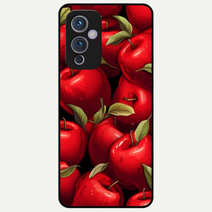  Apple Pattern Glass Case For OnePlus 9 back cover – full design glossy printed glass finish