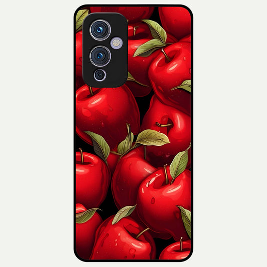  Apple Pattern Glass Case For OnePlus 9 back cover – full design glossy printed glass finish