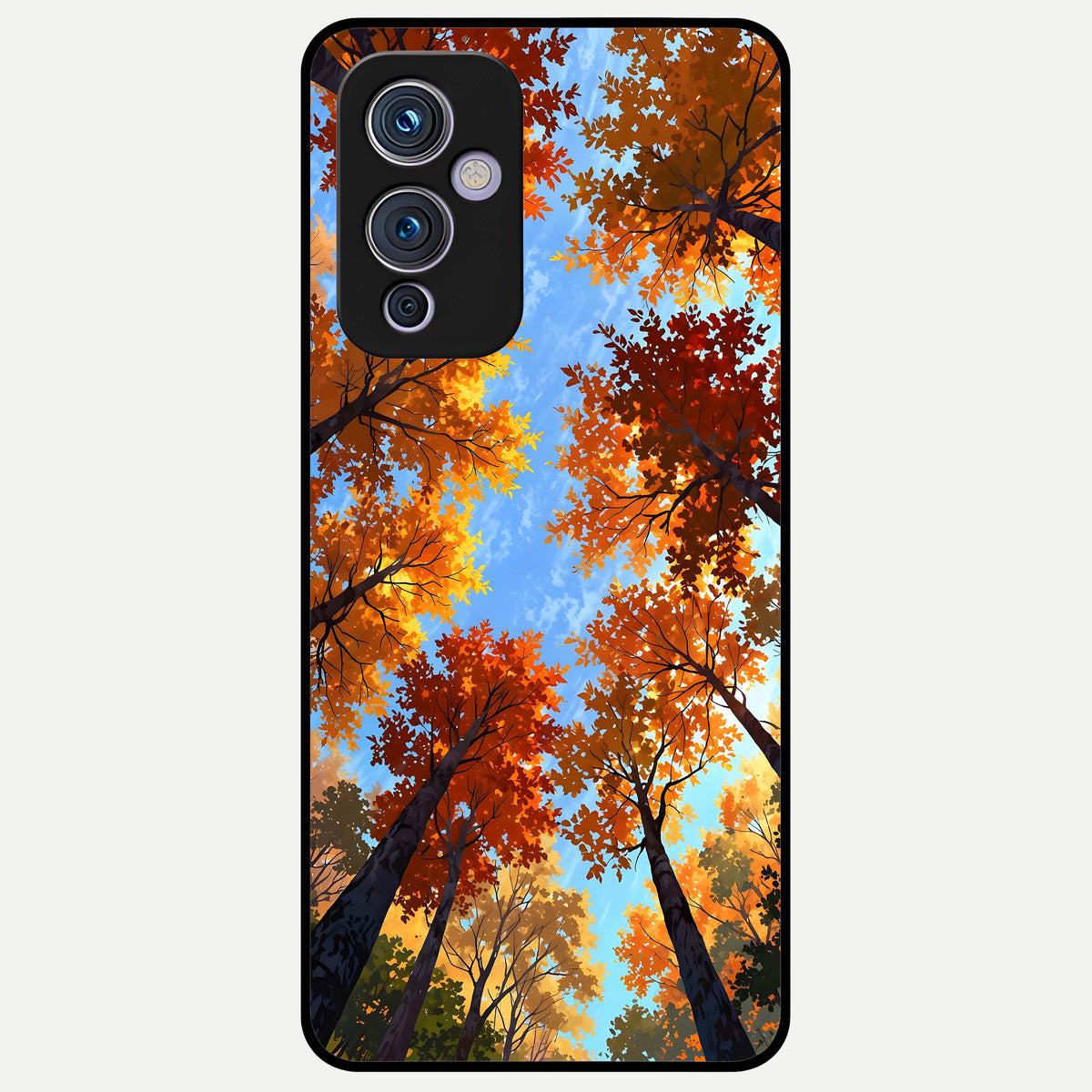  Autumn Sky Rise Glass Case For OnePlus 9 back cover – full design glossy printed glass finish