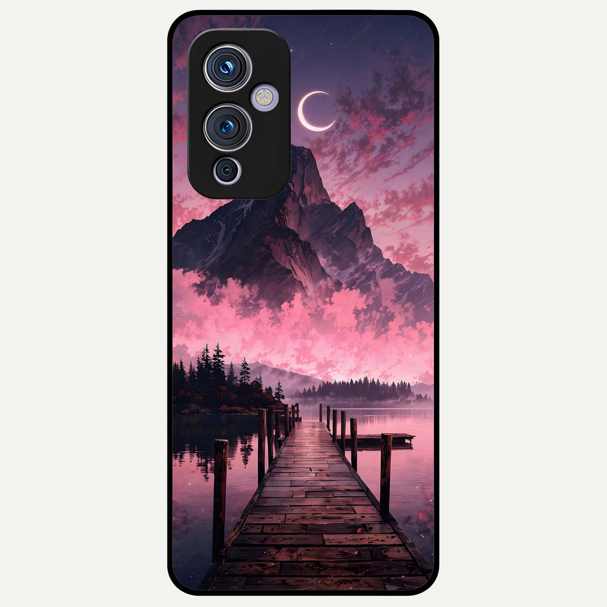  Beautiful Mountain View Glass Case For OnePlus 9 back cover – full design glossy printed glass finish