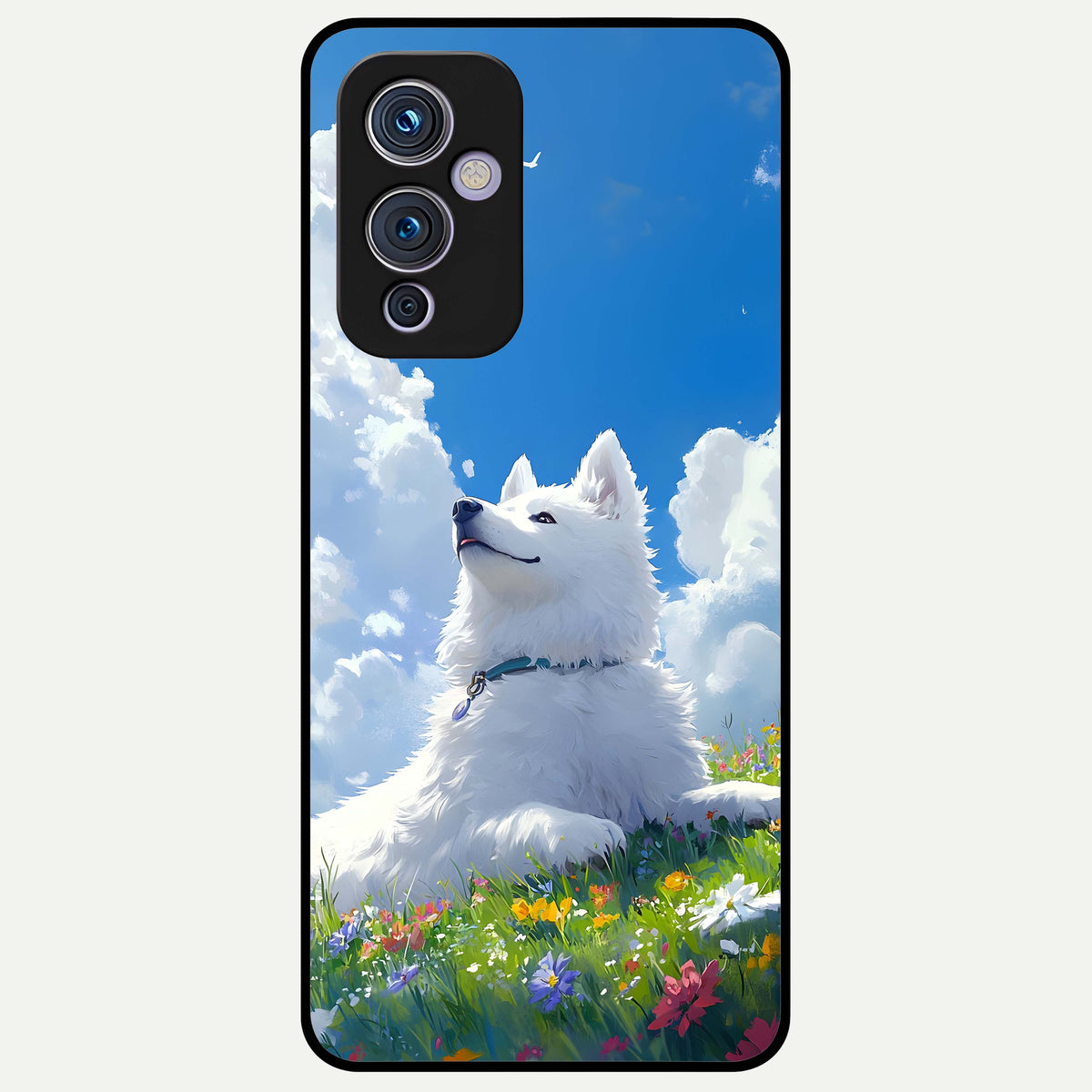  Blissful Cloud Pup Glass Case For OnePlus 9 back cover – full design glossy printed glass finish
