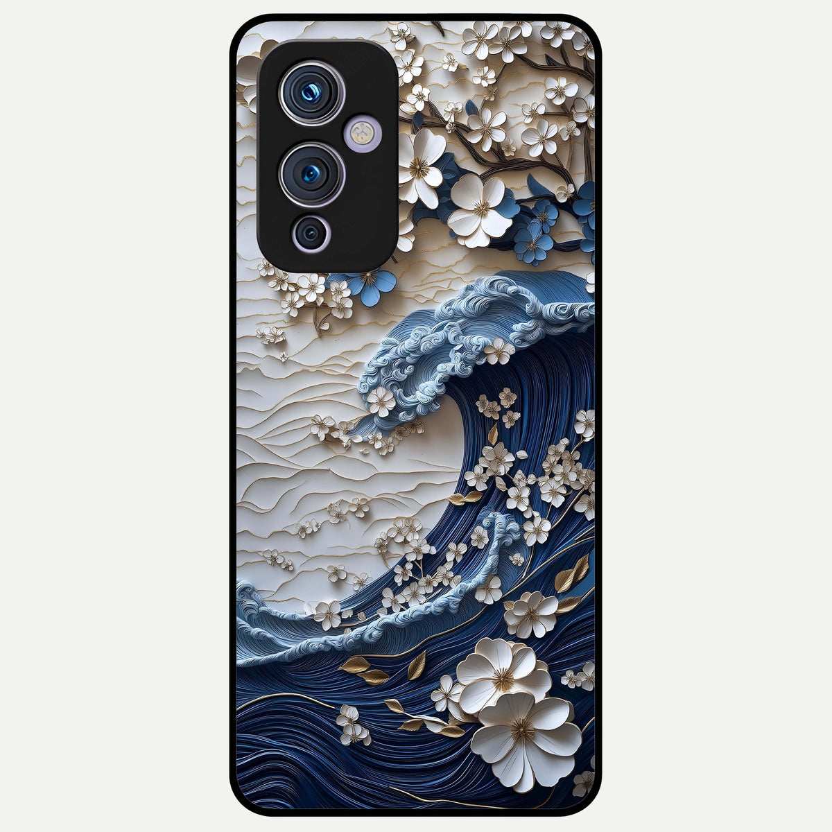  Blossom Wave Art Glass Case For OnePlus 9 back cover – full design glossy printed glass finish