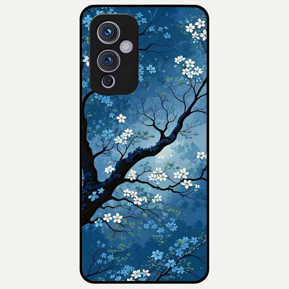  Blue Tree Serenity Glass Case For OnePlus 9 back cover – full design glossy printed glass finish