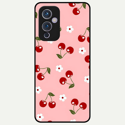  Cherry Love Mood Glass Case For OnePlus 9 back cover – full design glossy printed glass finish