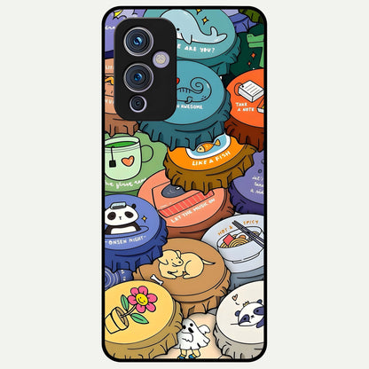  Coins Patterns Glass Case For OnePlus 9 back cover – full design glossy printed glass finish