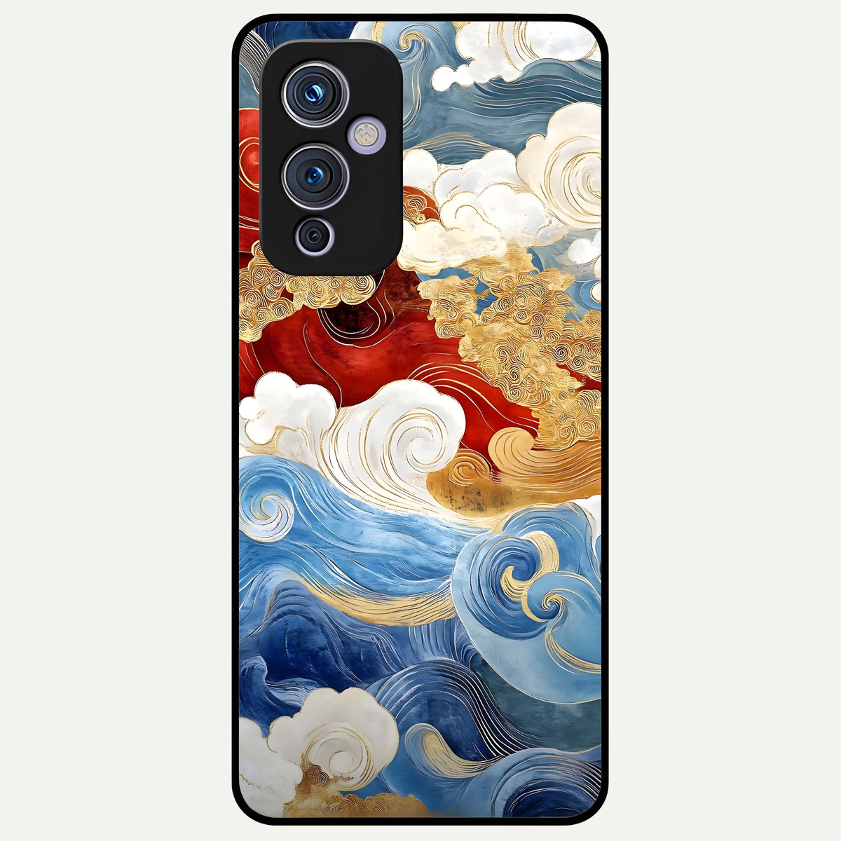  Colored Waves Glass Case For OnePlus 9 back cover – full design glossy printed glass finish