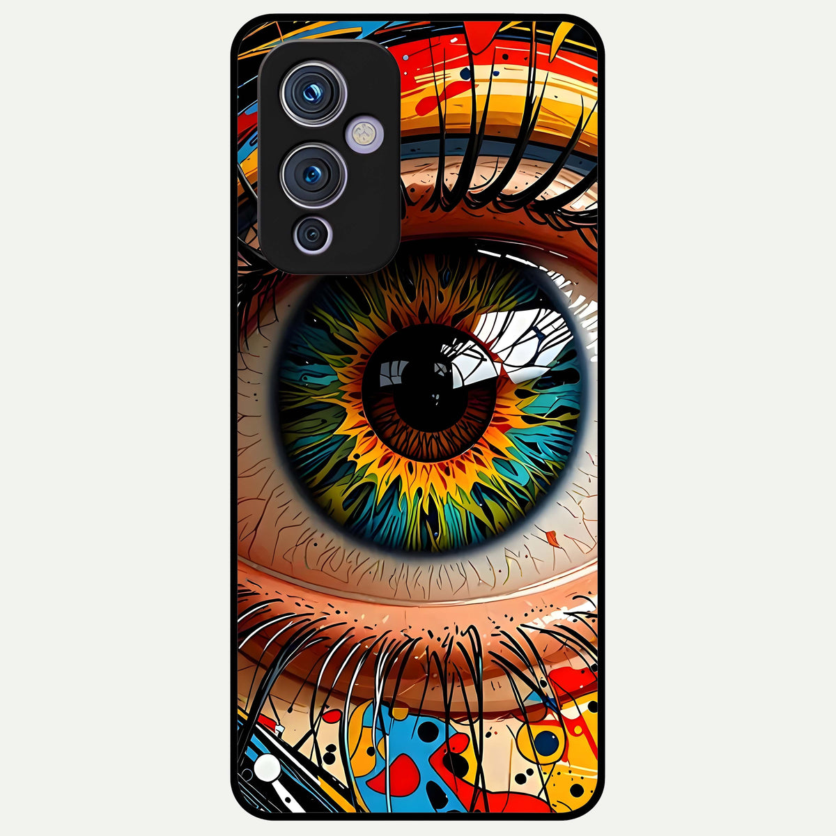  Colorful Eye Glass Case For OnePlus 9 back cover – full design glossy printed glass finish