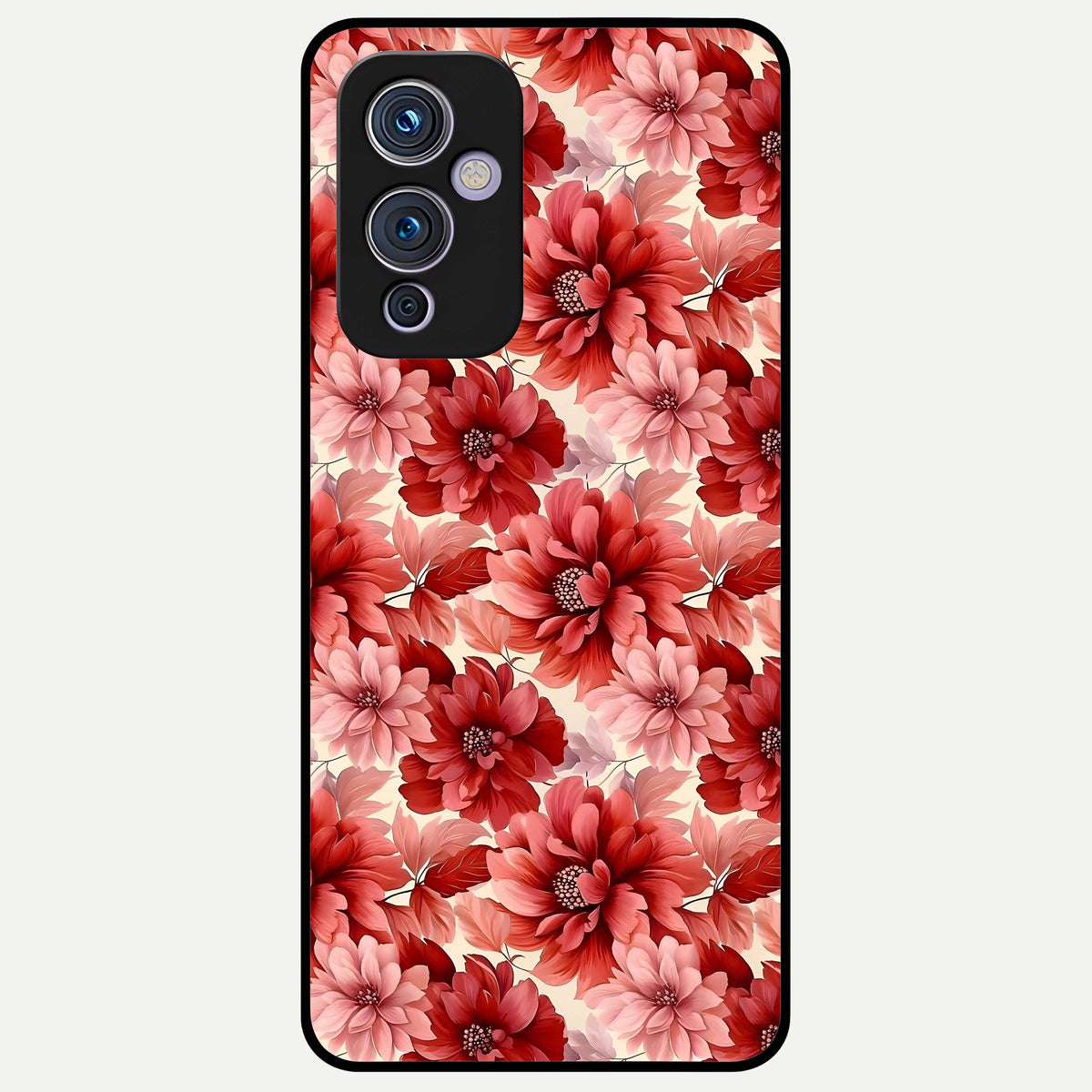  Crimson Love Petals Glass Case For OnePlus 9 back cover – full design glossy printed glass finish