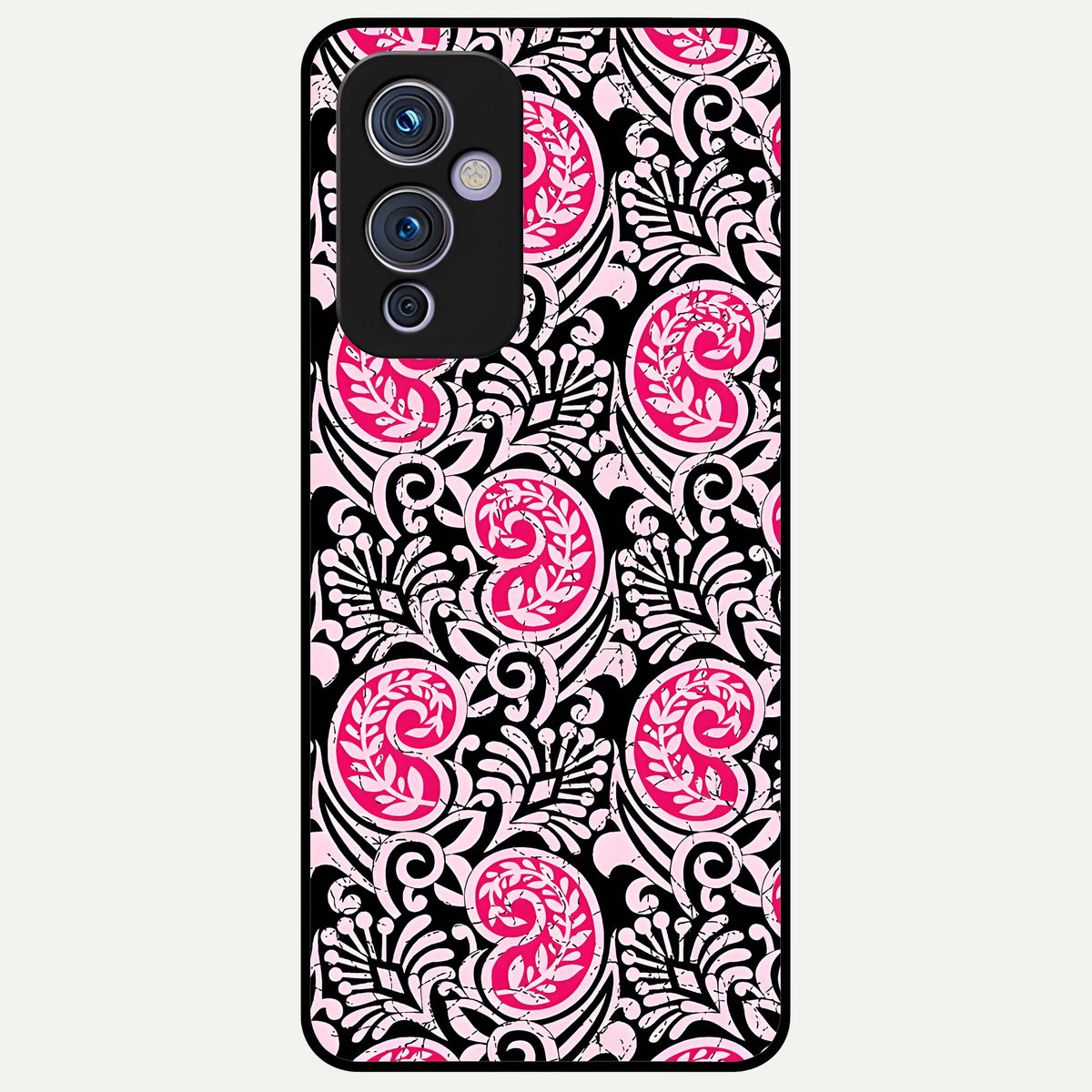  Crimson Paisley Charm Glass Case For OnePlus 9 back cover – full design glossy printed glass finish