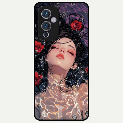  Crimson Rose Serenity Glass Case For OnePlus 9 back cover – full design glossy printed glass finish
