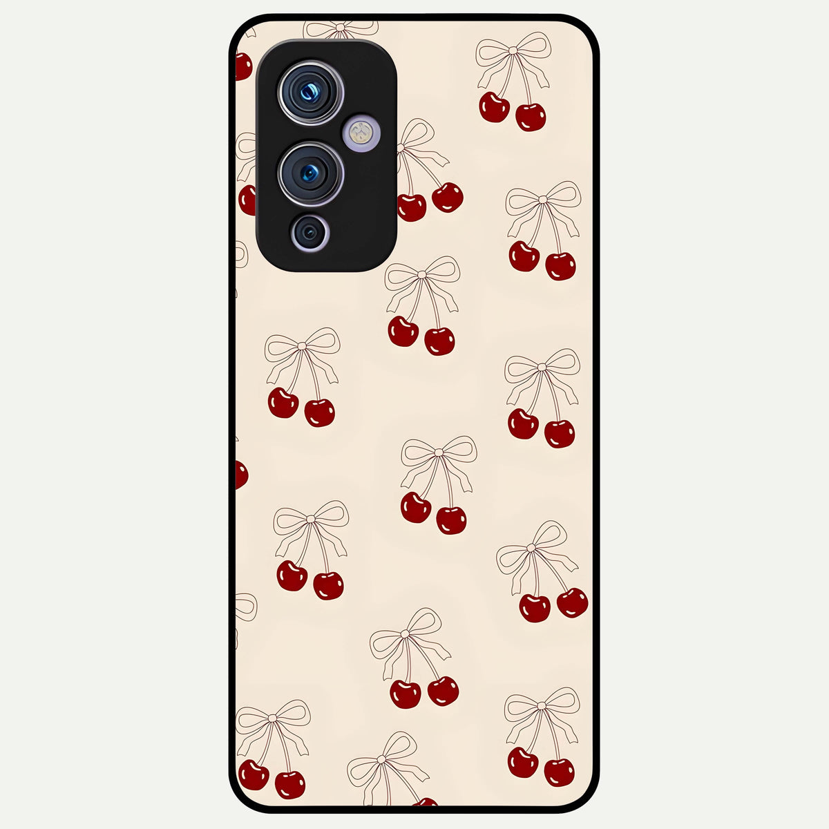  Cute Cherry Pattern Glass Case For OnePlus 9 back cover – full design glossy printed glass finish